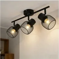 ZMH LED Deckenleuchte Whozimmer 3 Flammig Vintage Deckenstrahler Schwarz E27 Max.25W Flur, Hochwertiger Decke, ohne Leuchtmittel, Anwendbare Standard E27 Leuchtmittel, 330°nach links und rechts und 90° nach oben und unten