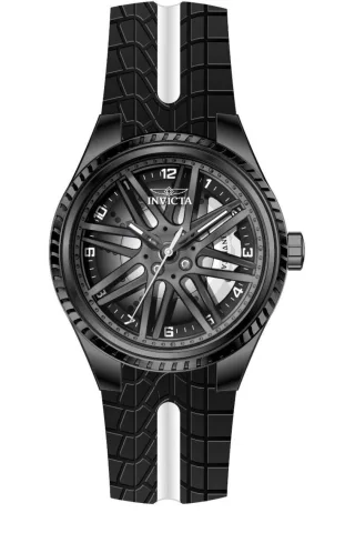 Invicta Racing 50756 Herrenuhr - Quarzwerk - Edelstahl mit schwarzem Zifferblatt - 46 mm