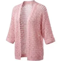 OriginalYou Cardigan Damen Strickjacke Häkelmuster luftiger Sommer Cardigan modernes Loch-Strick-Muster, One Size 40-44