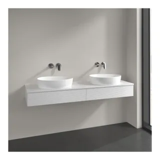 Villeroy und Boch Antao Waschtisch-Unterschrank L17110GF 160x19x50cm, Waschbeckenplattenfarbe Lack, glossy white lacquer, Mit Beleuchtung