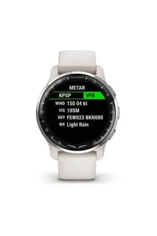 Garmin D2 Air X10 44mm Bluetooth Silikonarmband weiß Edelstahlgehäuse silber
