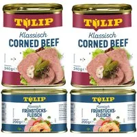 TULIP Wurstkonserve Frühstücksfleisch Schwein 200g Corned Beef 340g Delikatesse, (Set), Dänische Delikatesse