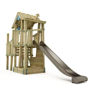 PRO GIANT Castle Spielturm für öffentliche Spielplätze - Massiver Holz Kletterturm mit Sandkasten - Robuste Spielplatzanlage für Kinder - Wickey