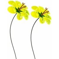 finehomegarden Gartenstecker Sonnenfänger Ringelblume am Swingstab 2er Set Ø14cm H84cm grün (Set, 2-St., 2er-Set) Gartenstab Stecker Garten Deko / Paket