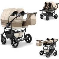 BabyMerc Zwillings-Kombikinderwagen Twin Star 4 in 1 inkl. Sportsitze, Autositze und Zubehör in 16 Farben