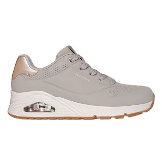Skechers - "Uno Stand On Air" Sneaker für Damen, Keilabsatz (Taupe Beige/Gold metallic)