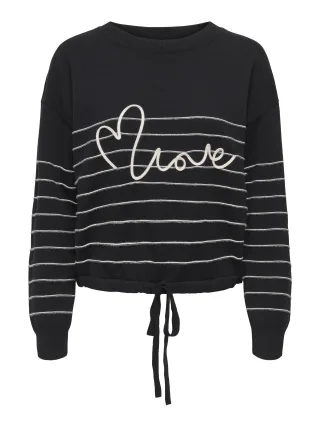 ONLY - ONLSIGNE LIFE LS TEXT DETAI ONECK CC KNT Black - Gr. - XS