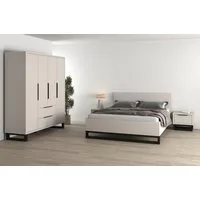 Home affaire Schlafzimmer-Set Bronne,Komplettschlafzimmer (Set,4-St), (4-tlg), Schlafzimmer-Set,Schrank 4Trg 2xNako, Bett180/200, Kufen Metalloptik