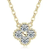 ROUGEMONT Kette mit Anhänger Moissanit Kleeblatt Halskette Glücksbringer 925 sterling Silber, Echtschmuck mit Echtheitszertifikat