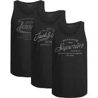 Jack & Jones Tanktop Bequemes Slimfit Shirt mit Printdruck (3er-Pack) mit Print