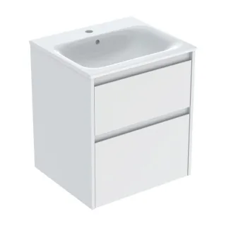 Geberit Renova Plan Möbel-Waschtisch-Set 504038001 Breite 55cm, Korpus/Front weiß / lackiert seidenmatt, Waschtisch weiß