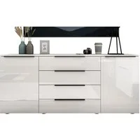 borchardt Möbel Sideboard Tom, moderne Kommode mit dunklen Metallgriffen, 166cm, 2 Türen 4 Schubfächer, variable Einlegeböden, viel Stauraum