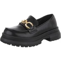 Ital-Design Atmungsaktive Plattformsandale für Damen im Alltag Slipper (89852525) Blockabsatz Mokassins in Schwarz