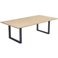HOME DELUXE Esstisch AVENCIA inkl. U-Fuß - 240 x 120 cm - Fishbone Oak, mit Metallgestell & Fischgrätenmuster, Küchentisch