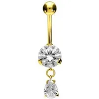 PIERCINGLINE Bauchnabelpiercing Titan Bananabell mit Innengewinde KRISTALLTROPFEN (Bananabells, 1-tlg)