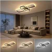 OYLCDI Deckenleuchten LED Deckenlampe 6 Rahmen,Dimmbar mit Fernbedienung für Wohnzimmer, LED fest integriert, 72W 3000-6500k, Modern Runde Wohnzimmer Schlafzimmer Arbeitszimmer Esszimmer Dekoration Lampen, Mit Speicherfunktion Timer-Funktion.Lichtfar