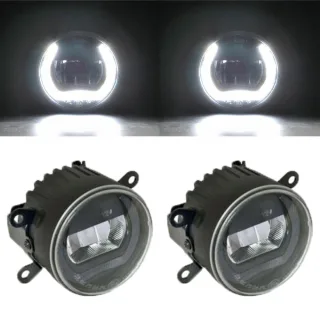 2x LED UNIVERSAL Tagfahrlicht / Nebelscheinwerfer Standlicht rund 90mm R87 DRL für Land Rover Freelander / Range Rover Sport