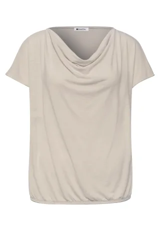 Street One - Silk-Look Shirt mit Waterfall-Front clay sand - Gr. - 38