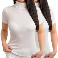 HERMKO Unterziehshirt 17855 (Pack, 2er) Baumwolle/Modal, Kurzarmshirt mit Rollkragen, angenehm weich