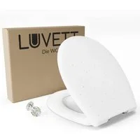 LUVETT WC-Sitz Glitzer S100 Diamant Design Softclose Absenkautomatik Duroplast O-Form (Inklusive 3 Befestigungsarten), mit Original SoftClose® Absenkautomatik, Duroplast