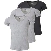 Young & Rich T-Shirt Herren Uni Basic 1315 extra tiefer Ausschnitt 3er Pack (3er-Pack, 3-tlg., 3er-Pack) V-Ausschnitt unifarben kurzarm slim fit