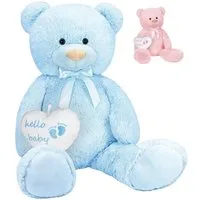 BRUBAKER Kuscheltier XXL Teddybär 100 cm groß mit Hello Baby Herz (1-St), großer Teddy Bär, Stofftier Plüschtier