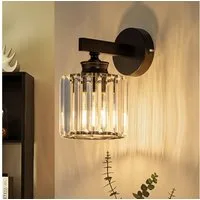ZMH Wandleuchte Innen schwarz/chrom E27 Wandlampe Kristall Flurlampe, Augenschutz, ohne Leuchtmittel, Moderne Wand Nachttischlampe für Schlafzimmer Wohnzimmer Flur