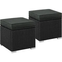 Yaheetech Hocker Sitzhocker mit Stauraum & Abnehmbarem Sitzkissen, 2 STK. Sitzgelegenheit fürs Wohnzimmer/Eingangsbereich/Balkon/Garten