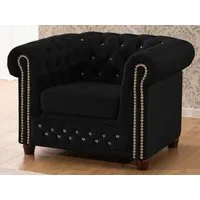 S-Style Möbel Chesterfield-Sessel Cleo Blink aus Samt mit Kristallsteppung und braunen Massivholzfüßen, mit Wellenfederung