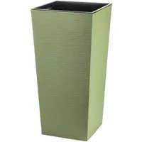 Engelland Pflanzkübel Blumentopf aus recyceltem Kunststoff & Holz (WPC), Rillenoptik (UV-beständig, wetterfest), Blumenkübel für Garten, Balkon, Terrasse, Innen- und Außenbereich