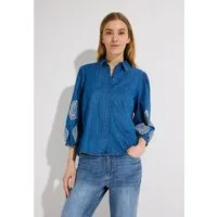 MORE&MORE Klassische Bluse leichte, lässige 3/4 Arm Jeansbluse, bestickt