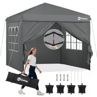 Sekey Faltpavillon 3x3 m Gartenpavillon mit 4 Seitenteilen, Pavillon mit 4 Sandsäcke, mit 4 Seitenteilen, (inkl. 4 Seitenteile), Wasserdicht Faltpavillon, Winterfest Pavillon Pop Up Partyzelt