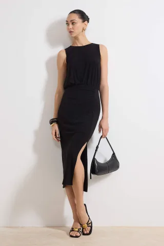Damen Midi-Kleid, ärmellos, figurbetont, für Tag und Nacht