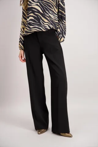 signe nature - Unifarbene Hose mit hoher Taille schwarz - Gr. - 38