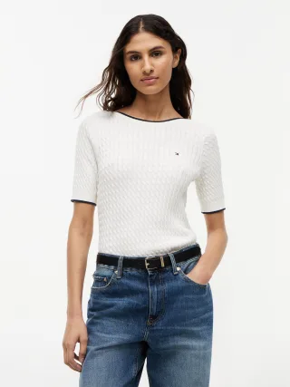 FINE GG CABLE BOAT NK S/S Ivory Petal - Gr. - XL