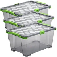 ROTHO Aufbewahrungsbox 3er Set Lagerbox 44lEVO TOTAL PROTECTION (Aufbewahrungsset, 3er-Set)