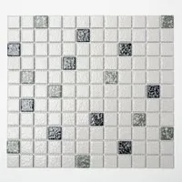 Mosani Mosaikfliesen Keramik Mosaik weiß schwarz grau struktur Mosaikfliese Bad