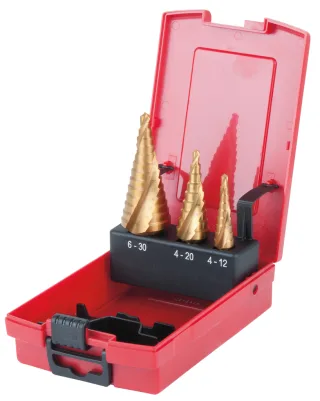 KS Tools HSS TiN Stufenbohrer-Satz, Kunststoffkassette 3-tlg - 330.2424