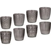 Levandeo® Teelichthalter, 8er Set Windlicht H7,5cm Glas Grau Teelichthalter Tischdeko Kerzen