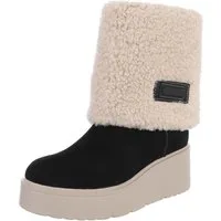 Ital-Design Wärmende Plateau-Stiefel mit flauschigem Schaft für Damen Plateaustiefelette (90851757) Keilabsatz/Wedge Stiefeletten in Schwarz