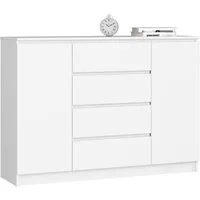 Raumhirsch Furniture Kommode mit 4 Schubladen, zwei Schranktüren, 138 cm breit Holz Schrank, (viele Farbvarianten - Maße: 138 x 99 x 40 cm) - Hochwertig & stabil