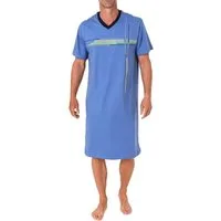 Normann Pyjama Normann Herren kurzarm Nachthemd mit eleganten Frontprint