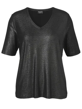 VIA APPIA DUE - T-Shirt V-Ausschnitt 1/2 Arm Druck schwarz - Gr. - 48