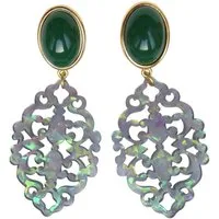 Mugello Paar Ohrclips Ira Clips grün hübsche Statement-Ohrringe auffällig groß leicht, made in Germany Designer JustWin, Statementohrringe
