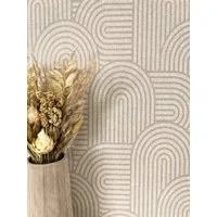 Newroom Vliestapete Bowy Taupe Tapete Mustertapete Linien,Bogen, Taupe Tapete Boho Linien - Mustertapete Boho Tapete Dunkelbeige Hellbraun Modern Grafisch Bogen für Wohnzimmer Schlafzimmer Küche, Boho Tapete