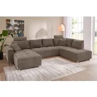 Jockenhöfer Gruppe Wohnlandschaft Orlando U-Form, B: 337 cm, Liegefl. 135x305 cm, mit Bettfunktion, Bettkasten, 2 Kopfstützen & 2 Zierkissen, Federkern