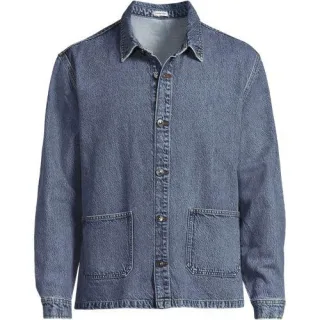 Soft Comfort Hemdjacke im Leinenmix für Herren, Herren, size: regular, Blau, Baumwolle/Leinen/Baumwoll-Mischung, by Lands' End