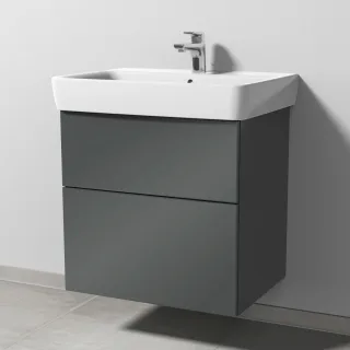 Sanipa 3way Waschtischunterbau zu Geberit Renova Plan Waschtisch mit 2 Auszügen, Anthrazit-Glanz SF87679