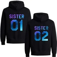 Couples Shop Kapuzenpullover Sister 01 & Sister 02 Beste Freunde Damen Hoodie Pullover (1-tlg) mit modischem Print