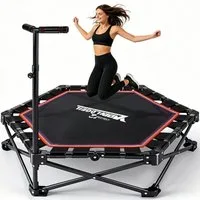 Nettlife Fitnesstrampolin klappbar Mini Trampolin höhenverstellbarem Griff bis 150 kg, Indoor Trampolin für Erwachsene & Kinder Sportgeräte für Zuhause